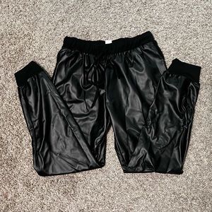 Leather joggers